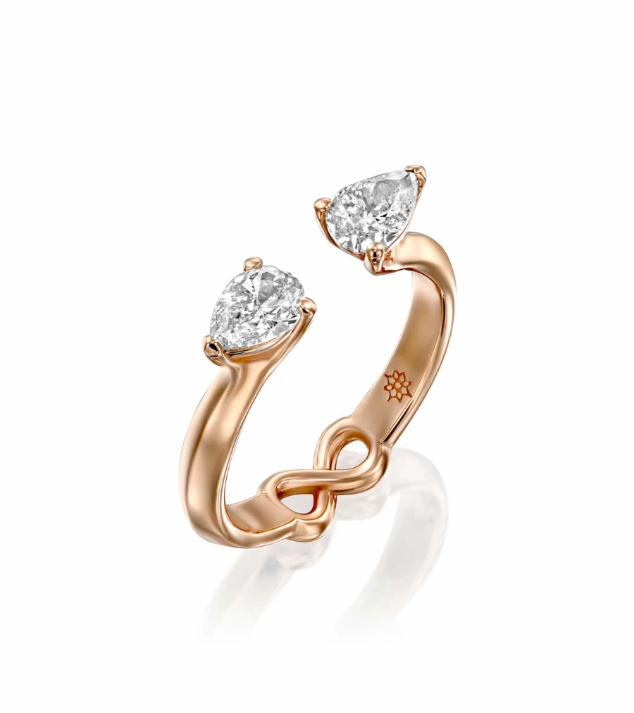 DANA ARISH Iris Drops Diamond Ring in Rose Gold by Atelier Talia Sol - Elegant Floral Jewelry