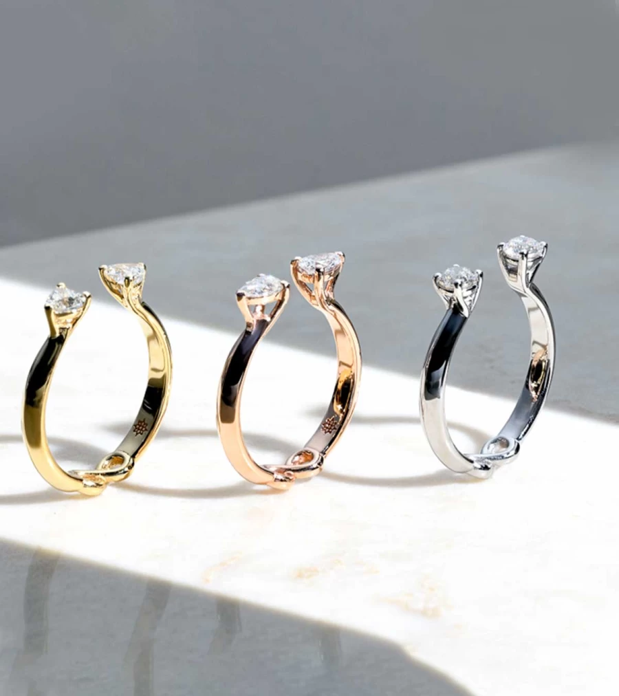 DANA ARISH Iris Hearts Diamond Ring in Yellow Gold - Atelier Talia Sol Collection