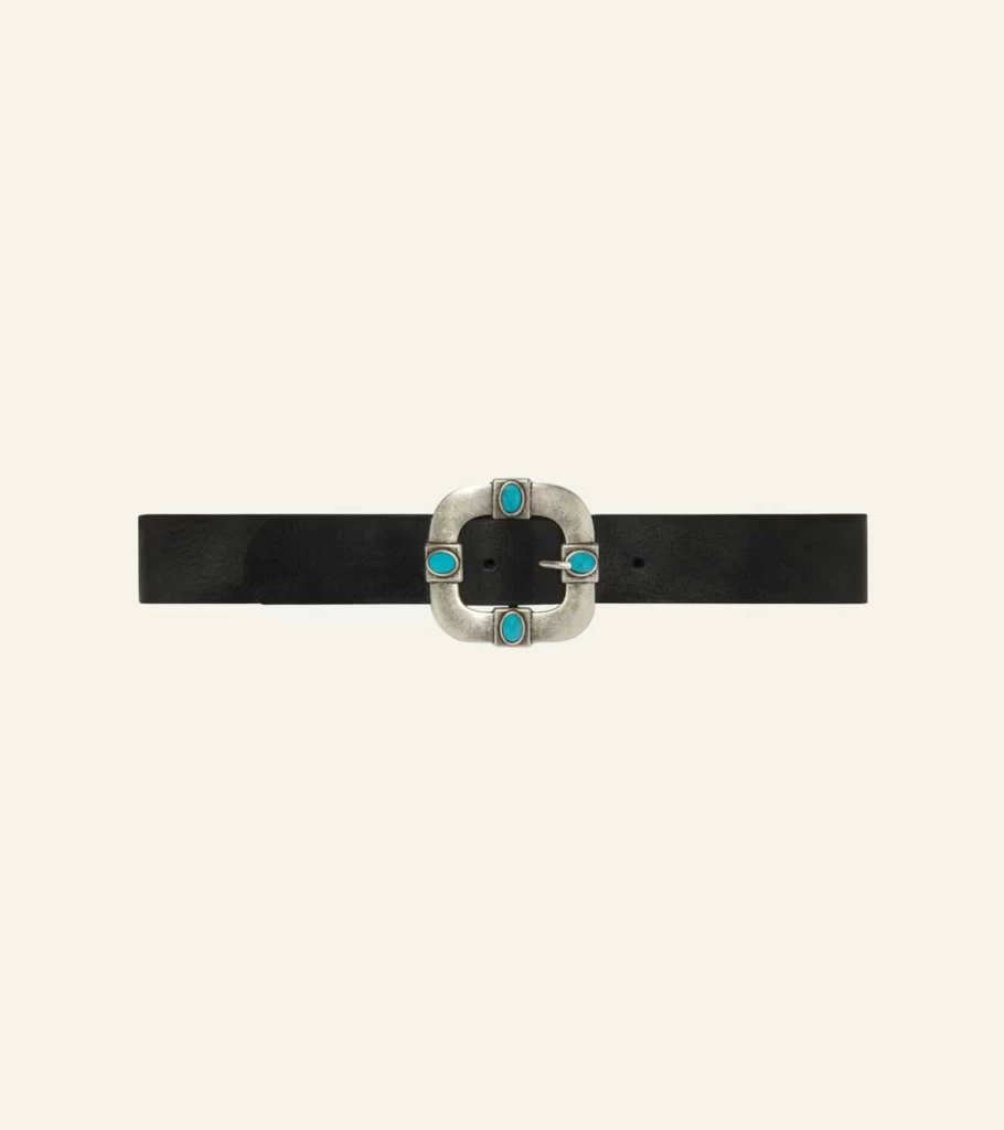 BA&SH Belen Black Leather Belt for Women - Stylish Adjustable Waist Strap