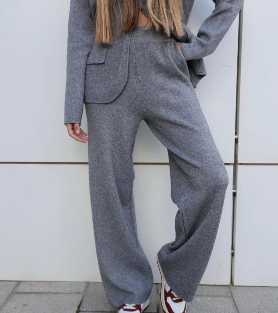 MADE IN ITALY Wide Leg Pants in Gray by Atelier Talia Sol - Premium Italian Trousers