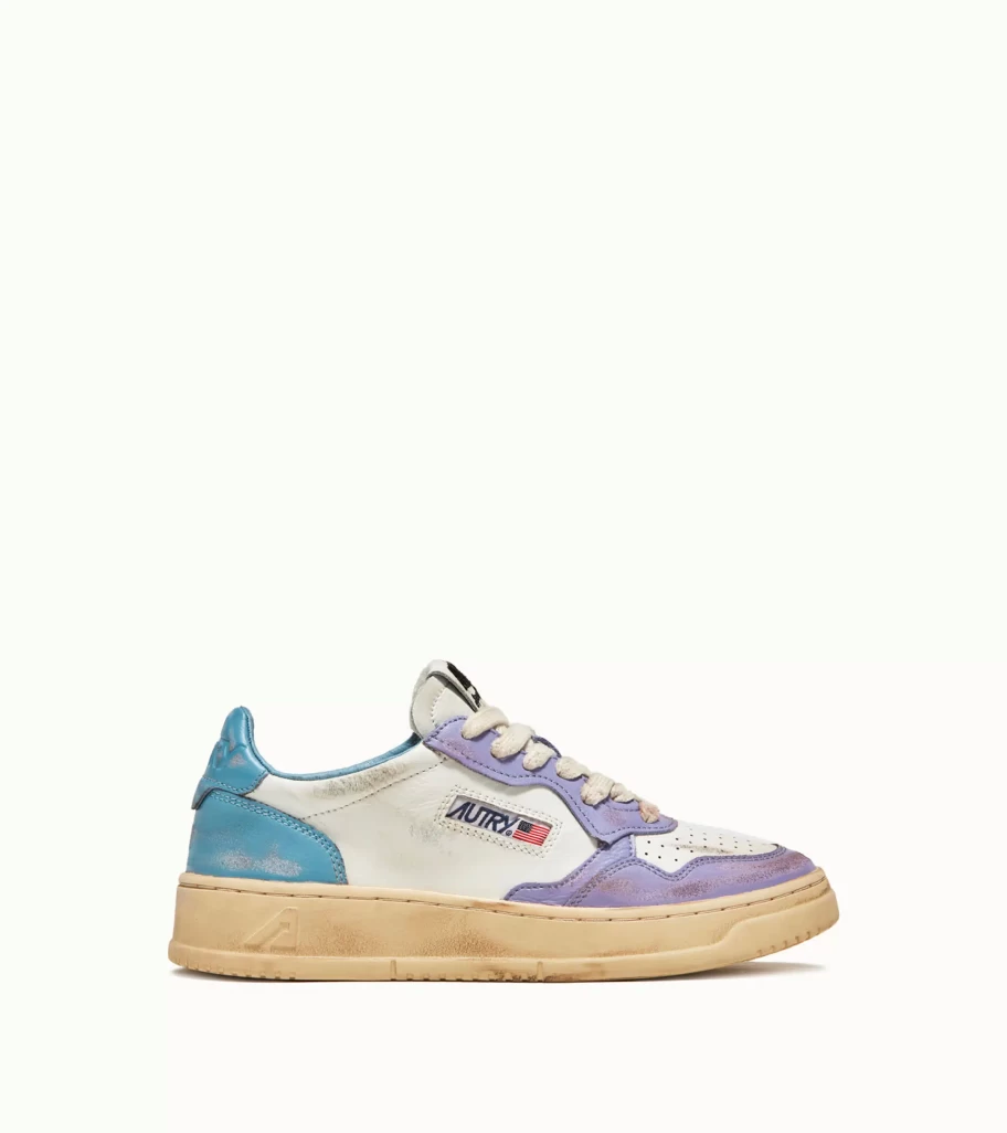 AUTRY Super Vintage Low Top Leather Sneakers in Blue and Purple for Men and Women