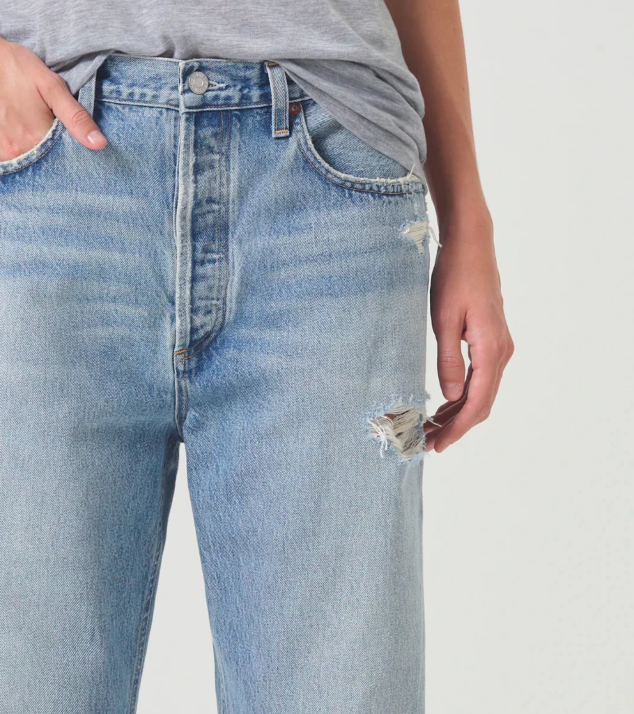 AGOLDE 90'S Mid Rise Straight Jeans - Threadbare Vintage Denim for Women